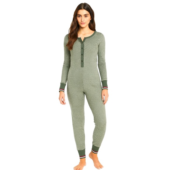 Hearth & Hand Magnolia Green Long Johns 1Pc Pajamas Women's Union Suit Size S - Picture 1 of 8